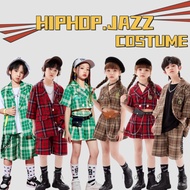 Girls‘ Crop Shirt for Jazz Dance Boys' England Style Plaid Shirt Suit Costumes for Children's Talent