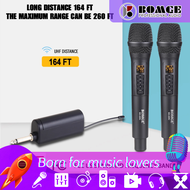 BOMGE UHF Wireless Recording Karaoke Microphone Cordless 2 Mics Player Easy-to-use Karaoke Wireless Microphone System