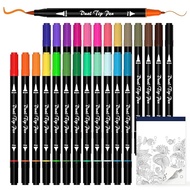 Shuttle Art Watercolor Brush Water-Based Pen 25-Color Set Brush Pen Twin Markers Fude/Ultra-Fine Includes 1 coloring book Durable, fast-drying Illustration Sketch Doodling Painting Paper Adult Children Cartoon Card Homework Art Materials Art Specialty Inc