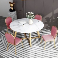 Dining Table Marble round Table Small Apartment Home Table and Chair Combination Nordic Modern Minimalist Living Room Rectangular Dining Table