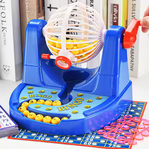 75 Ball Lottery Machine Bingo Set, Manual Lottery Machine Steel Bingo Cage Set - Party Group, Board