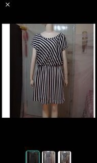 🈹️🈹️ER01180 100%New ARMANI JEANS名牌圓領短袖直紋白色連身裙100%真貨 (特價$350包順豐站取件,不退換)（大清貨、大清貨）