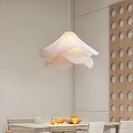 Modern Fabric Chandelier Ceiling Light French Cream Petal Dining Room Decorative Pendant Light For L