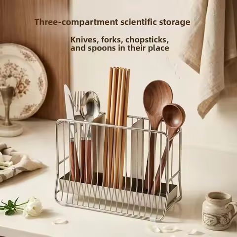 304 Stainless Steel Chopstick Bucket Large Capacity Ventilated Chopstick Cage Detachable Moisture-Pr