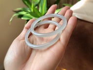 天然和田玉高冰紫精緻對鐲品相完美圈口51-52 尺寸5*5