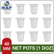 RAF 40mm Net Pots [Clear] for Hydroponics and Aquaponics System [1 Dozen / 12 Pcs]