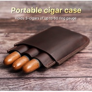 Humidor three-pack outdoor Travel convenient humidor humidor Leather cigar case