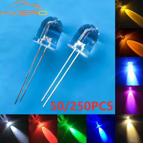 50/250PCS 10mm Round Light Ultra Bright Emitting Diode LED Lamp White Red Holiday Party Christmas De