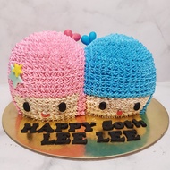 3D Little Twin Stars Cream Cake