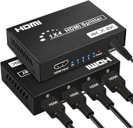 4K 1x4 HDMI Splitter 1 in 4 Out, 4 Ports HDMI Splitter with Power Adapter, 4Kx2K@30Hz 3D HD Distribu