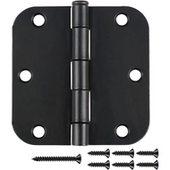 6 Pack Matte Black Interior Door Hinges Round 3.5" x 3.5 Inch 5/8" Radius Heavy-Duty Mat Hinge for D
