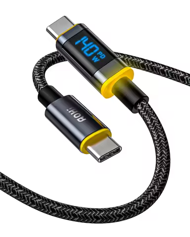 AOHI Magline+140W Nylon USB C to USB C LED Digital Display Cable 4ft