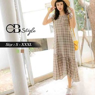 OB DESIGN ★ OBDESIGN ★ ORANGEBEAR ★ CHECKED BUTTON MERMAID DRESS ★ 2 COLORS ★ S-XXXL SIZE ★ PLUS SIZ