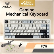 AULA F75 three-mode mechanical keyboard with Bluetooth wireless, RGB backlight, full-key hot-swappab