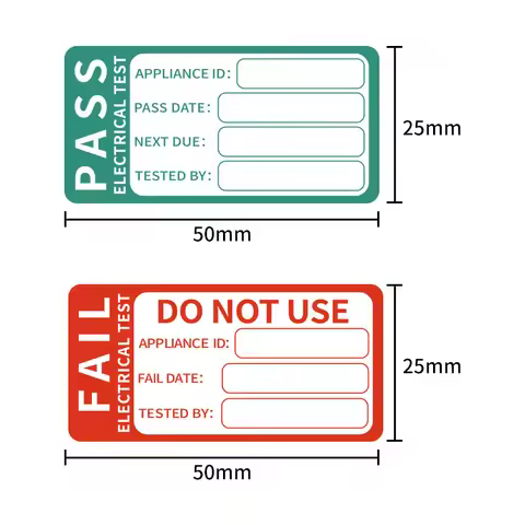 25CPS PAT Test Passed or Failed Stickers Electrical Safety Self Adhesive Labels Vinyl APPLIANCE ID P