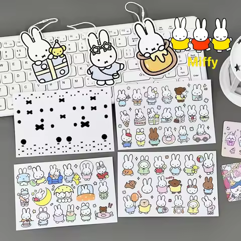 Kawaii Miffy Rabbit Emoji Creativity Stickers Cute and Traceless Cartoon Stickers Diy Cup Pinching F