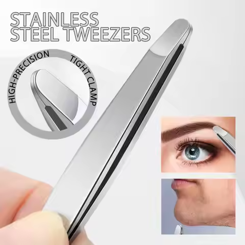 Stainless Steel Brow & Facial Hair Remover Eyebrow Tweezers Non-slip Makeup Remover Tweezer Tools Ha