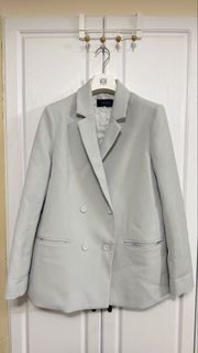 ASM ANNA Grey Double-Breasted Blazer Size M