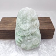 天空藍底飄花 龍牌 吊墜 牌件 | 天然緬甸玉A貨翡翠