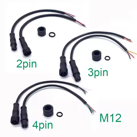 1pair Male and Female M12 Waterproof 2p 3p 4Pin IP65 Cable Wire Plug for LED Strips Jack Connector