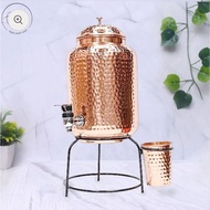 5L Pure Copper Hammered Water Dispenser with Glass and Stand (Matka) Combo 5000ml