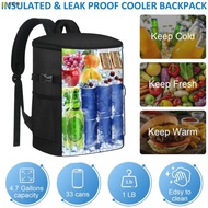 20L Insulated Cooler Backpack 33 Cans Capacity Leakproof for Camping Hiking Picnic Beach Travel with