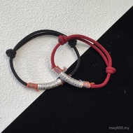 Pure Silver Six-Character Mantra Transfer Beads Men Women Style 999 Hand Rope Tibetan Hand-Woven Eth