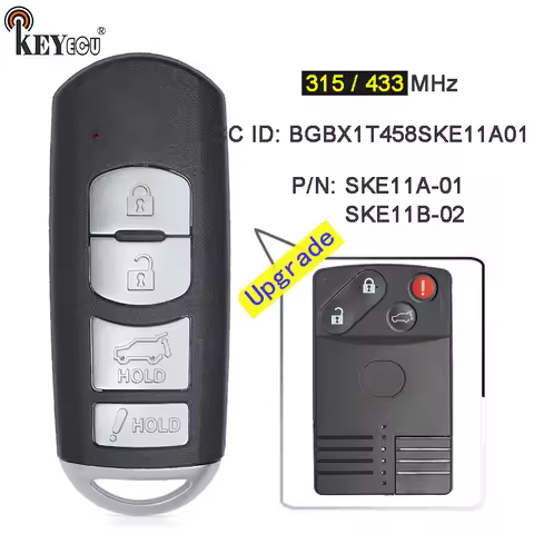 KEYECU 315MHz / 433MHz FCC ID: BGBX1T458SKE11A01 SKE11A-01, SKE11B-02 Smart Remote Key Fob for Mazda