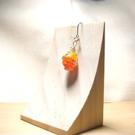 柚子林琉璃 - 飛舞的姿態 - 甜橙橘x石榴紅 - 單邊耳環/項鍊