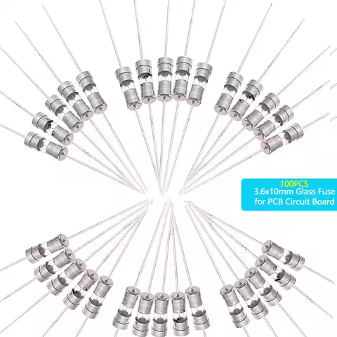 100PCS/lot 3.6x10mm 3.15A 6.3A AMP Glass Fuse with Leads Axial Leaded Fuse Tube for PCB Circuit Boar
