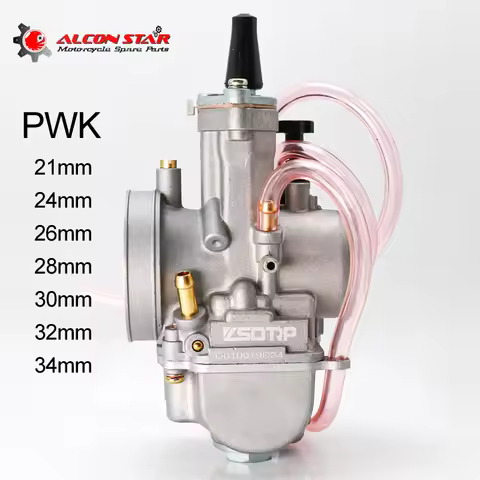 Alconstar- 21 24 26 28 30 32 34mm Motorcycle Carburetor with Power Jet for PWK 70CC-350CC Engine Car
