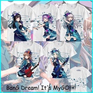 QW BanG Dream Its MyGO Rinko Shirokane Sayo Hikawa Yukina Minato Cosplay cloth summer T-shirt Anime Short Sleeve Top