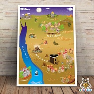 Arabic Jazirah Map of the Past, A2 size (42x59.4 cm), +FRAME, Anti-Fade and Waterproof