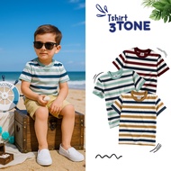 PDK 3TONE STRIPED CHILDREN'S T-SHIRT 2x2x2 Boys' T-shirt 2-10 years old, striped combination | Child