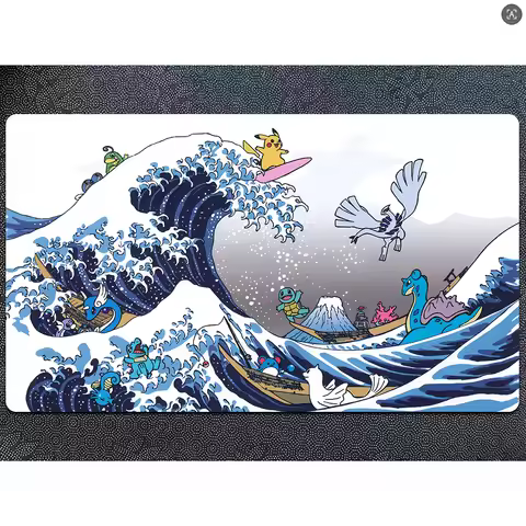 PTCG Playmat Pokemon Great Wave Pikachu Ukiyo Trading Card Game Mat Card Play Mat-PG11