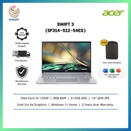 Acer Laptop Swift 3 SF314-512-54ES 14" QHD Pure Silver ( i5-1240P, 8GB, 512GB SSD, Intel, W11, HS 2021 )