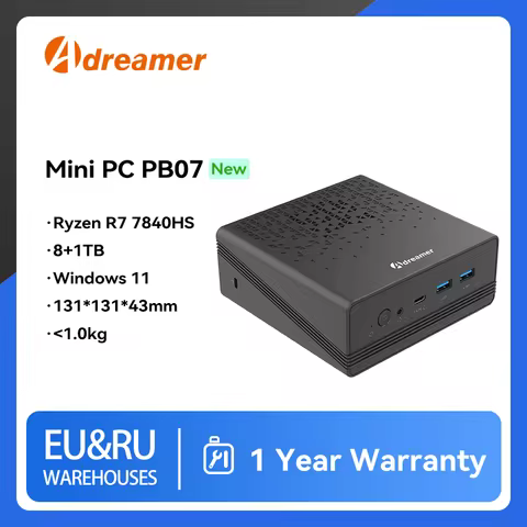 Adreamer Mini PC CPU AMD R7 7840HS 16G 1T DDR5 5600MHZ M.2 NVMe PCIE 4.0 Wifi6E Bluetooth 5.2 Window
