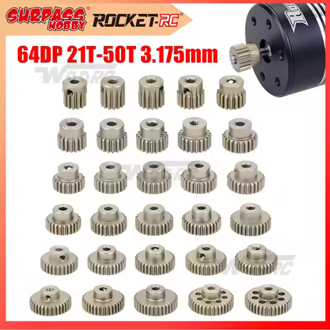 3.175mm 64DP 21T-25T 26T-30T 31T-35T 36T-40T 41T-45T 46T-50T Metal Pinion Motor Gear for 1/10 RC Car