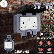 UN IP66 English 13A Outdoor Waterproof Socket Porous Leakage Protection Row Plug Outdoor Waterproof 