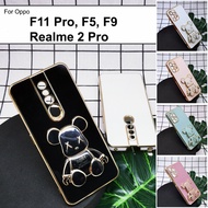 Carristo Oppo F5 Oppo F9 Realme 2 Pro F11 Pro Cute Fat Bear Mobile Phone Stand With Gold Accent I Ring Holder Silicone Soft Housing Cover Casing Case