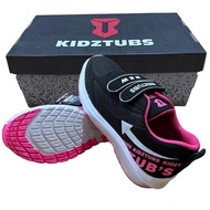 KIDZTUBS Sepatu Sekolah Anak Perempuan Cewek Warna Hitam Biru Murah Tali Perekat Rekat Velcro Kecil 