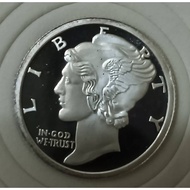 1/10 oz Silver 999 Round Mercury Dime