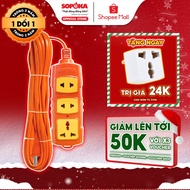 SOPOKA T-3000W Heavy Duty Electrical Socket Anti-Slip Plug, 3M Cord, 45 Diagonal Hole, Safe Heat Res