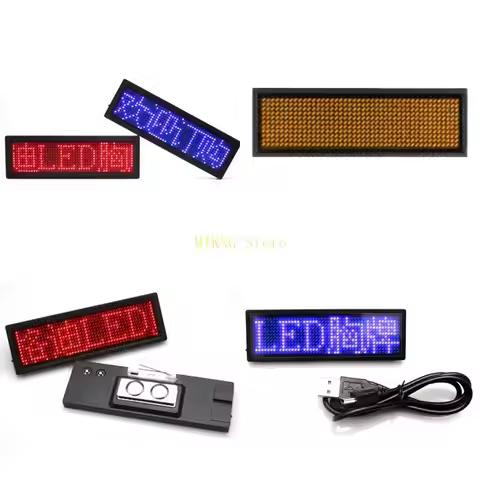 LED Name Tag 44x11 Pixels Rechargeable LED Business Card Screen with USB Cable best sale