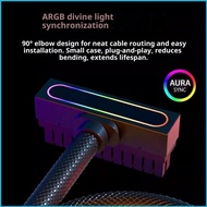 UTAKEE 90 Degree Angled Power Extension Cable 24PIN PC Extension Cable Connection ARGB Synchronizati