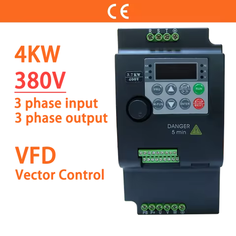 3.7/4KW 380V 3 Phase 5HP VFD Variable Frequency Inverter Variator for Motor Speed Vector Control Inv