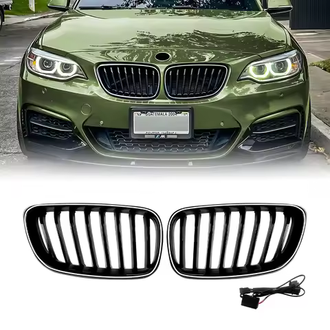 Grid Upper Bumper Hood Mesh W/ LED Light Strip For 2014-2019 BMW 2 Series F22 F23 218i 220i 230i M24