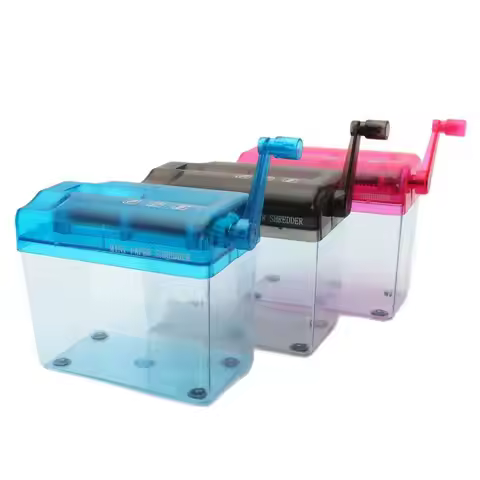 Mini Shredder Strip Cut Paper Shredder Hand Shredder with Clear Basket A4 Paper Documents Cutting To