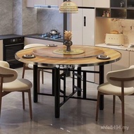 Solid Wood Hotel Turntable Country Glass Cafeteria Dining Table Thickened Dining Table Large Round T