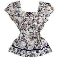 Paisley Milkmaid Button Shortsleeve Top | Pattern abstract colorful white coquet cotagecore y2k baby